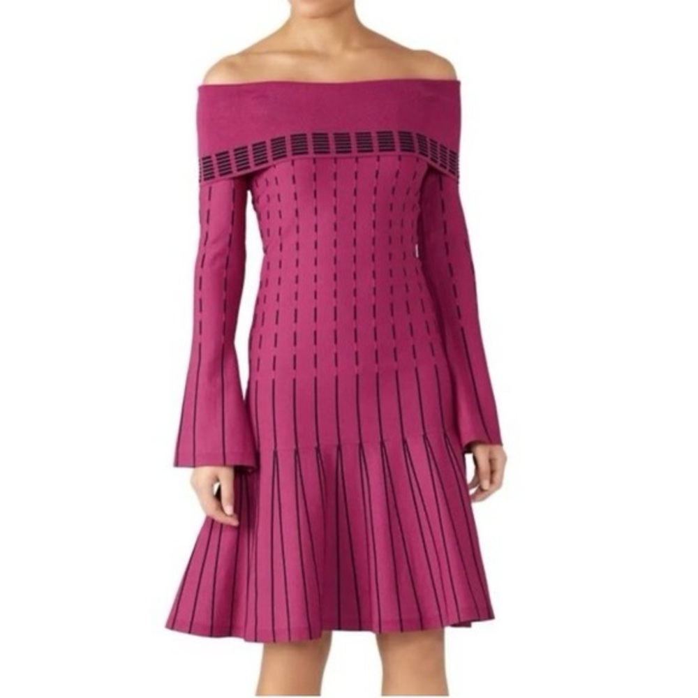 Prabal Gurung Burgundy Off The Shoulder Dress